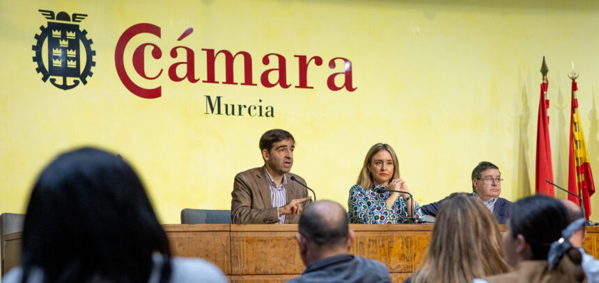 Carlos Arango, Director General de DISRE, Conchita Ruiz, consejería de Política Social, Familias e Igualdad de la Comunidad Autónoma de La Región de Murcia y José Daniel Martín, secretario general de la Cámara de Comercio de Murcia, durante la I Jornada DIRSE en la Región de Murcia