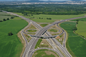 Imagen tramo de carretera en obras en Bratislava