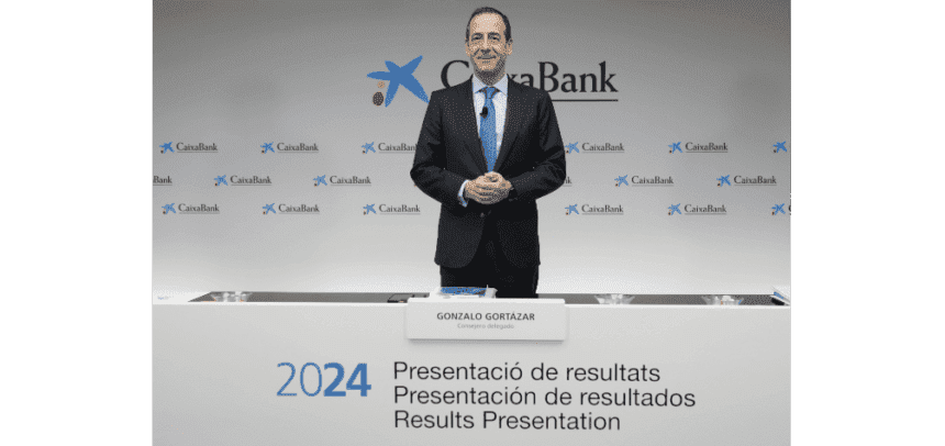 El consejero delegado de CaixaBank, Gonzalo Gortázar, en la presentación de Resultados 2024