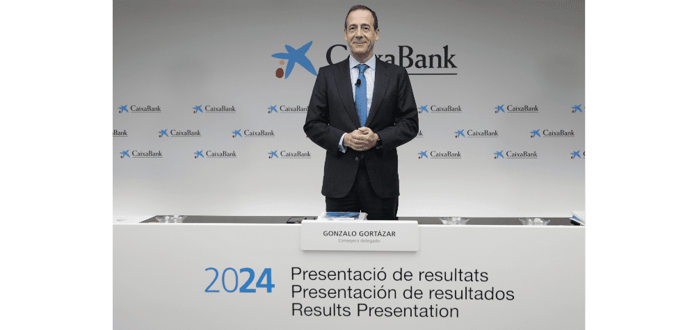 El consejero delegado de CaixaBank, Gonzalo Gortázar, en la presentación de Resultados 2024