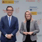 la directora general Corporativa del Grupo Atresmedia y directora de la Fundación Atresmedia, Patricia Pérez, y el director del SEPIE, Alfonso Gentil Álvarez-Ossorio