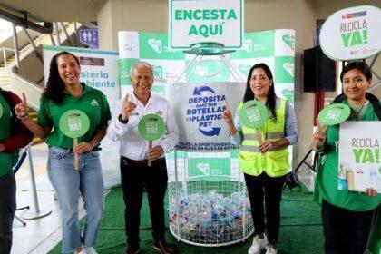 Línea 1 del Metro de Lima, Ministerio del Ambiente y Grupo AJE impulsan el reciclaje de botellas PET en las estaciones del tren