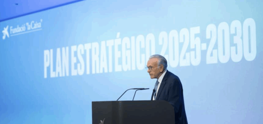 Isidro Fainé durante la presentación del Plan Estratégico a los empleados de Fundación ”la Caixa”.