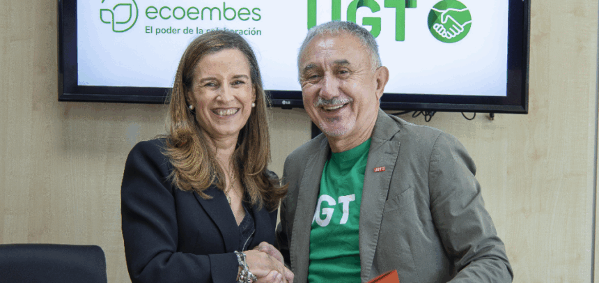 Rosa Trigo, consejera delegada de Ecoembes, y Pepe Álvarez, secretario general de UGT