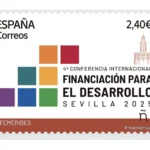 Sello emitido por Correos por motivo de la 4ª Conferencia Internacional sobre la Financiación para el Desarrollo de Sevilla