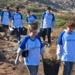 Estudiantes y profesorado de la UIE retiran cuatro toneladas y media de uña de gato del entorno del Faro de Corrubedo