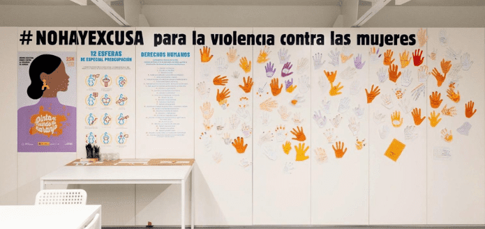 Mural participativo contra la violencia de género en el Centro de Arte Naves de Gamazo. Fotografía realizada por Miguel De Arriba - SRECD / Imagen cedida por ENAIRE