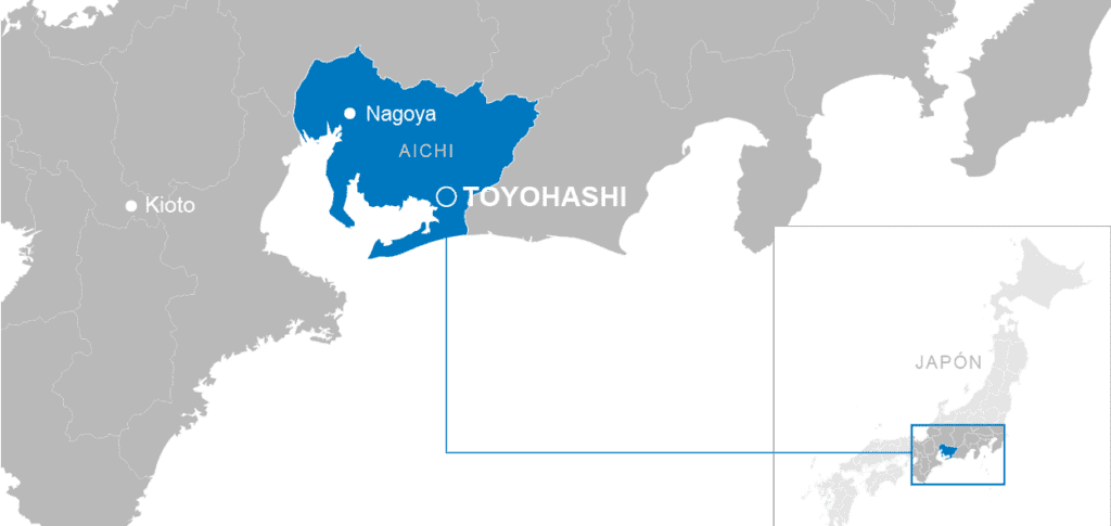 Ubicación de Toyohashi en Japón, nueva área de operación de Aqualia