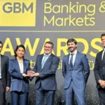 En la foto, de izquierda a derecha: Boris Vladislavlev, Executive Director at JP Morgan; Anastasia Asatiani, Head of Investor Relations & Funding de GGU; José Miguel Santos, CEO de GGU y Regional Manager Aqualia; Francisco Atanasio, Head of Treasury de Aqualia y Ramón Pujol, CFO Aqualia Georgia/GGU