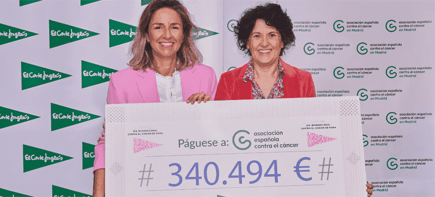 El Corte Inglés ha entregado a la Asociación Española Contra el Cáncer un cheque por valor de 340.494 euros