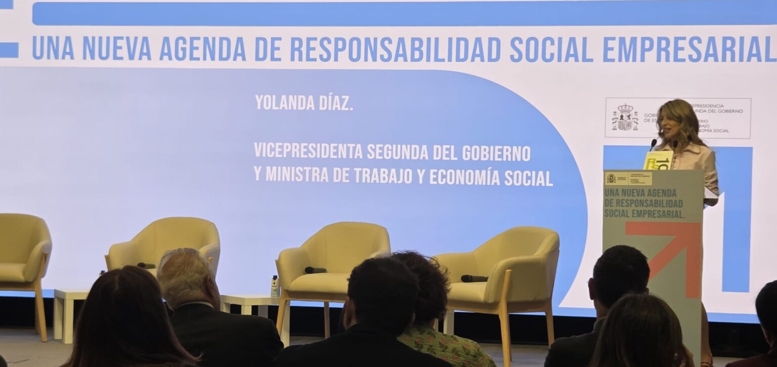 Yolanda Díaz, Vicepresidenta Segunda y Ministra de Trabajo y Economía Social, durante su intervención