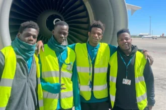De izquierda a derecha: Mbaye, Cheik, Pape Birame y Aliou