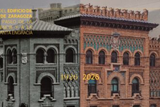 Postal Centenario Edificio de Zaragoza