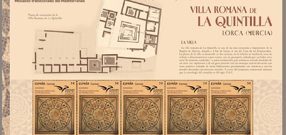 Correos impulsa la difusión cultural con 66.000 sellos de la villa romana La Quintilla